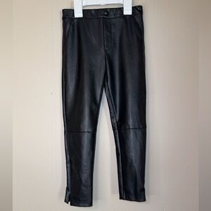 Zara girls black leather leggings size 7 fall winter kids girls bottoms pants